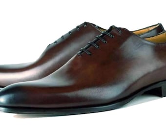 Handmade Wholecut Oxford Brown Patina Leather Shoes for Men - The Ultimate Style Upgrade