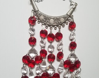 Red and Clear Crystal Suncatcher