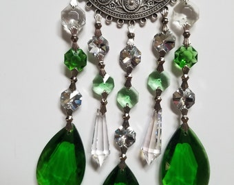 Green and Clear Crystal Suncatcher