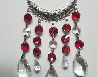 Red and Clear Crystal Suncatcher