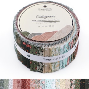 Tinyspool & Co. 40 Strips, 20 Beautiful Prints Premium Quilting American Cotton Fabric Roll - Cottagecore