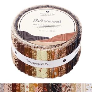 Tinyspool & Co. 40 Strips, 20 Beautiful Prints Premium Quilting American Cotton Fabric Roll - Fall Harvest