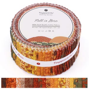Tinyspool & Co. 40 Strips, 20 Beautiful Prints Premium Quilting Cotton Fabric Roll - Fall is Here