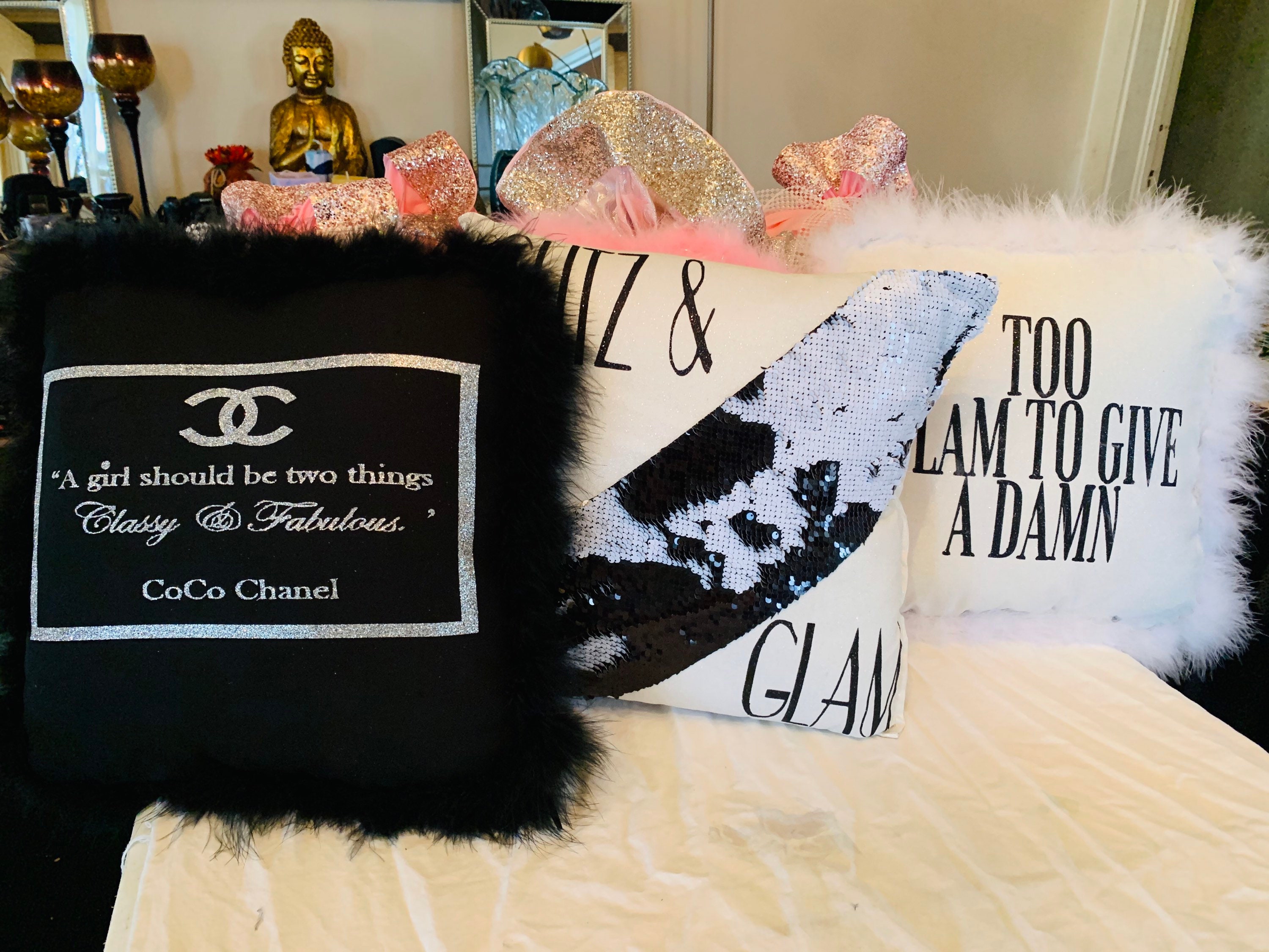 The Glam Designer Throw Pillow Trio Etsy