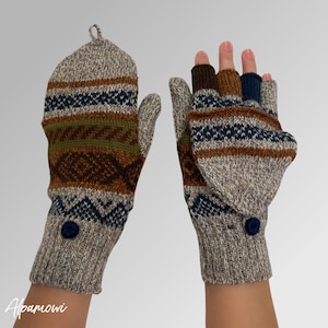 Soft and Warm Hand-Knitted Mitten Gloves | Chic Alpaca Fashion Gloves | Snowboard Alpaca Gloves | Hypoallergenic Gloves | Alpaca Knit Gloves