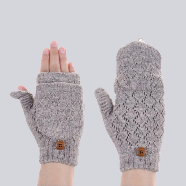 Handgestrickte fingerlose Alpaka Handschuhe | Flip Top Snowboard Fingerlos | Cabrio Text Handschuhe | Winter Alpaka Handschuhe