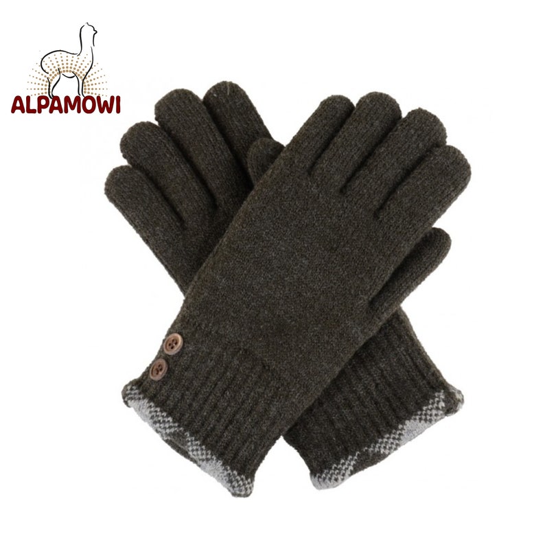 Charcoal Warm Alpaca Gloves with Double Layer