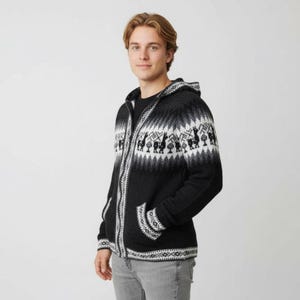 Herren Peruanischer Baumwoll-Zip-Hoodie - Weicher, leichter, handgefertigter Pullover mit Alpaka-Design