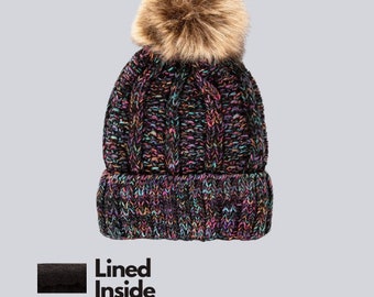 Double-Lined POM POM Hat for Winter Warmth | Warm and Comfortable Headwear | Trendy Winter Beanie Hat | Premium Quality Knit Hat