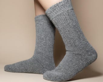 Heavyweight Alpaca Wool Socks, Mens and Womens Thermal Boots socks, Hiking Winter Gear, Moisture Wicking.
