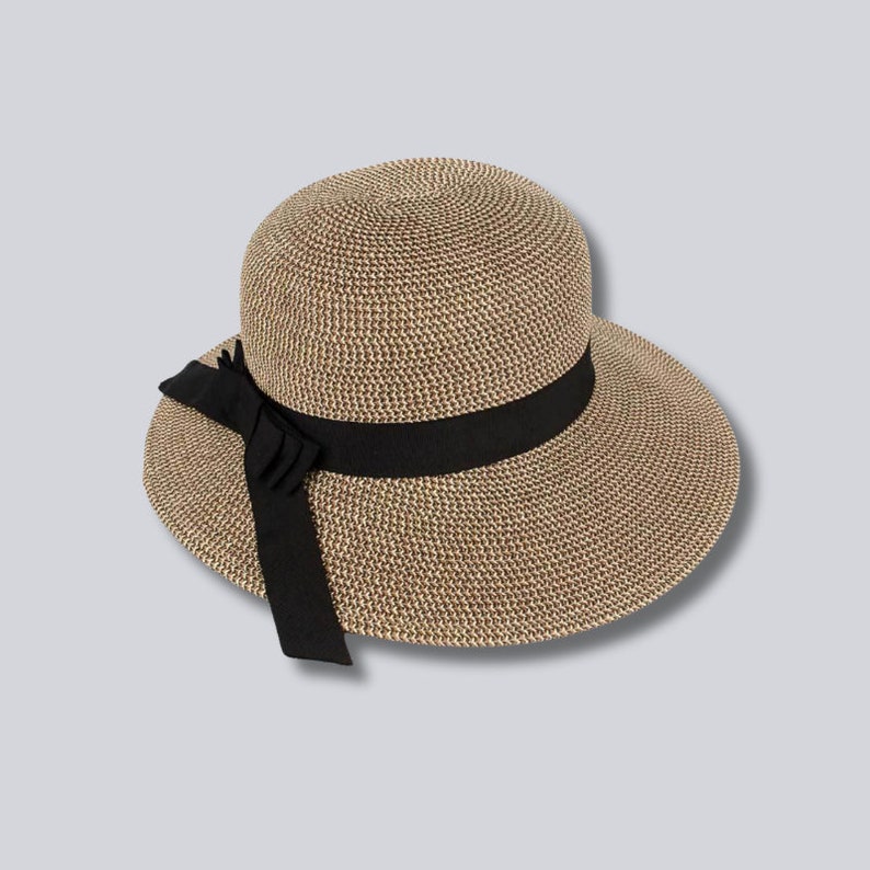 Chapeau à bord large pour femmes Chapeau de plage Radiant Bride Chapeau de plage en paille ajustable UPF 50 Restez chic et en sécurité sous le soleil Chapeau de jardin Multi-Brown