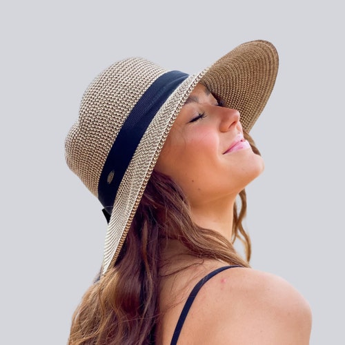 Foldable Wide Brim Sun Hat | UPF 50+, Black Bow Travel Beach  display picture 3