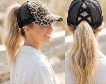 Ponytail Baseball Cap for Women, Breathable Mesh Summer Hat, Adjustable Mom Cap