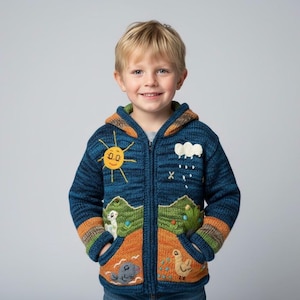 Handmade Children's Knitwear: Peruvian Sweater featuring Playful Patches