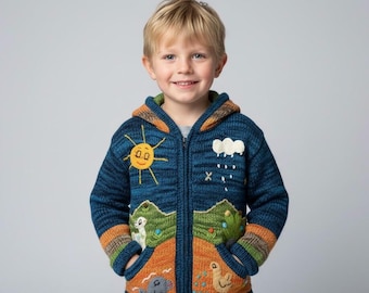 Handgemaakte kindertrui, lichtgewicht kleurrijk vest cadeau voor jongens en meisjes