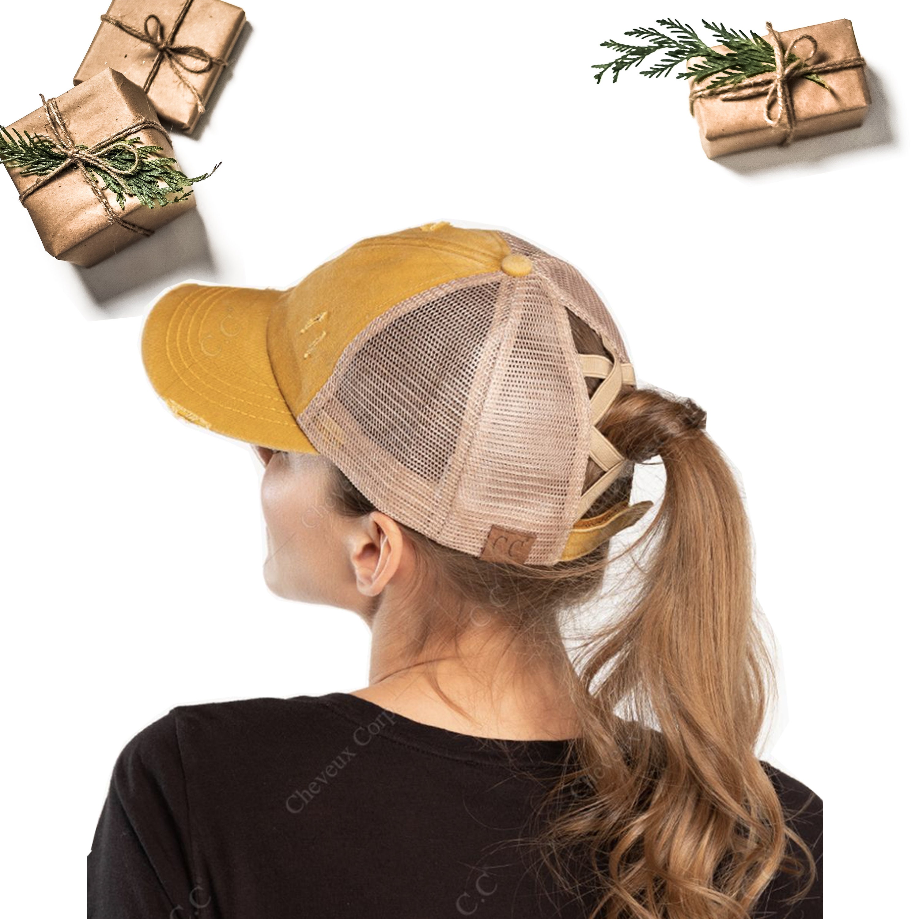 High Ponytail Trucker Hat Messy Bun 
