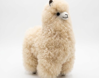 Baby Alpaca Fur Stuffed Animal, Handmade Peruvian Alpaca Plush Toy