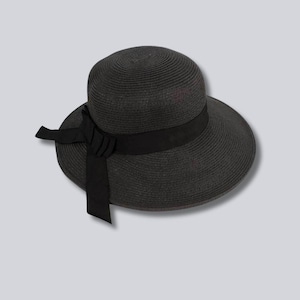 Chapeau à bord large pour femmes Chapeau de plage Radiant Bride Chapeau de plage en paille ajustable UPF 50 Restez chic et en sécurité sous le soleil Chapeau de jardin Noir