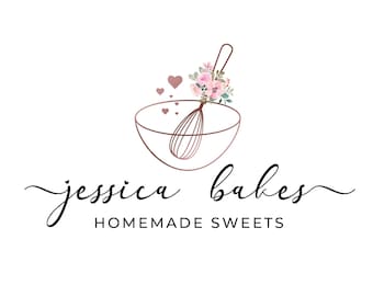 Bakery Logo, Whisk Logo, Baker Logo, Kitchen Logo, Food Logo, Cake Logo, Pastry Logo, Baking Logo, Chef Logo, Premade Logo, Rose Gold Logo