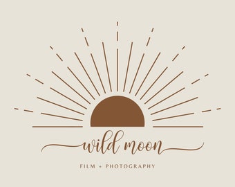 Sunburst Logo, Boho Logo, Gold Sunburst Logo, Photography Logo, Yoga Logo, Boutique Logo, Beauty Logo, Minimalist logo, Elegant Logo