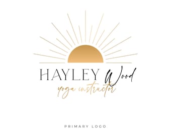 Sunburst Logo, Boho Logo, Gold Sunburst Logo, Yoga Logo, Boutique Logo, Wellness Logo, Fitness Logo, Mental Health Logo, Sunburst