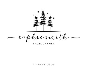 Pine Tree Logo, Photography Logo, Moon Logo, Boho Logo, Travel Logo, Pine Trees, Landscape Logo, Nature Logo, Branding Logo, Minimalist