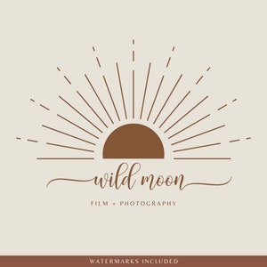 Sunburst Logo, Boho Logo, Gold Sunburst Logo, Photography Logo, Yoga Logo, Boutique Logo, Beauty Logo, Minimalist logo, Elegant Logo