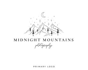 Mountain Logo, Photography Logo, Pine Tree Logo, Moon Logo, Boho Logo, Travel Logo, Pine Trees, Landscape Logo, Nature Logo, Branding Logo