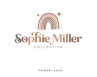 Boho Rainbow Logo Design: Modern Business Branding Kit