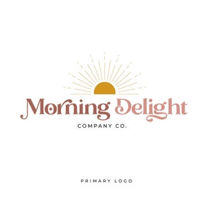 Boho Sun Logo Design: Retro Branding Kit, Watermark Logo