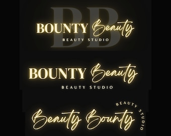 DIY Beauty Salon Logo, Pink Neon Logo, Lash Logo, Beauty Logo, DIY Logo Design, Editable Canva Template, Hairstylist Logo, Nails Logo
