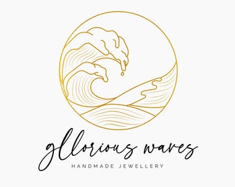 Minimalist Beach Wave Logo Design: Premade Watermark Logo