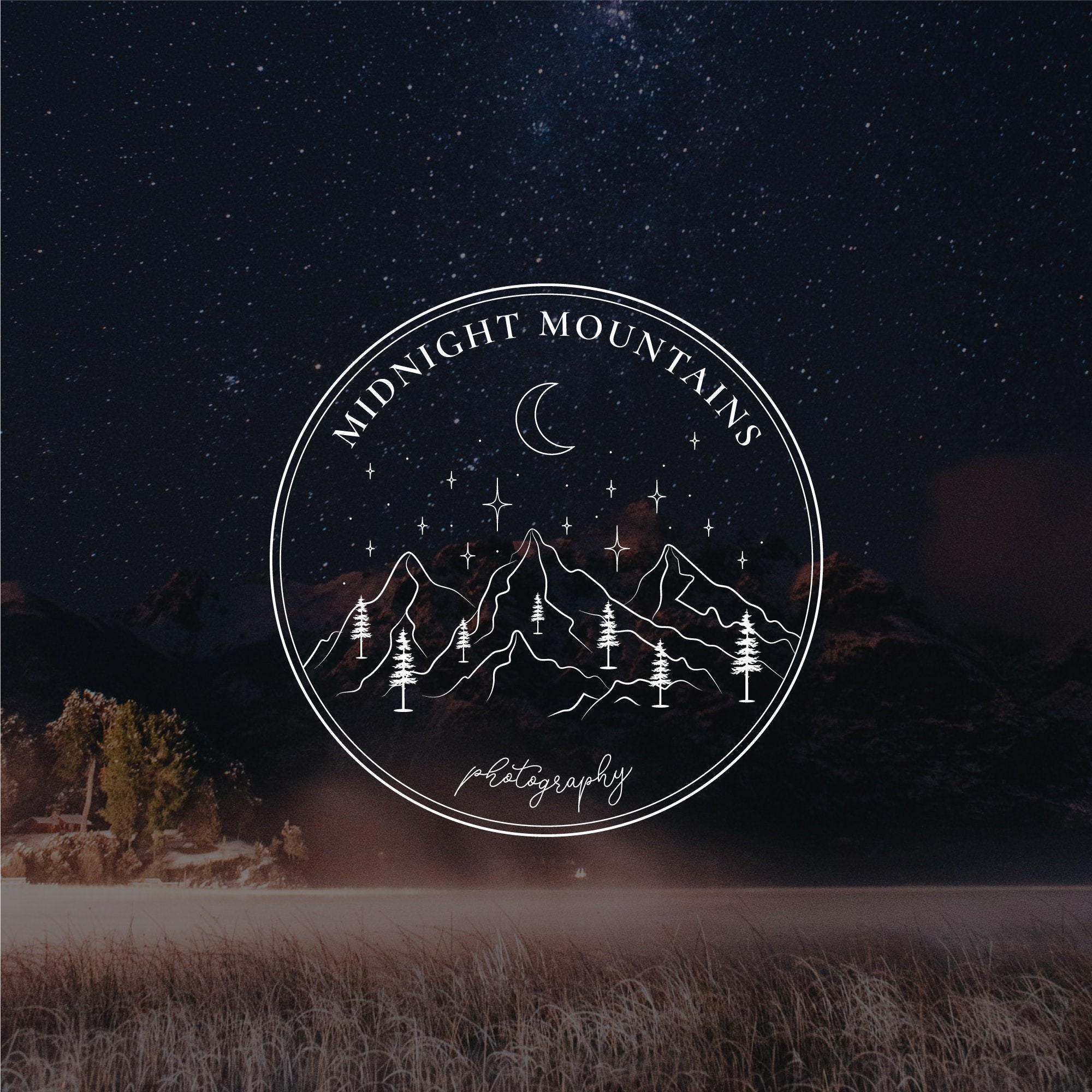 Mountain Logo Photography Logo Pine Tree Logo Moon Logo - Etsy