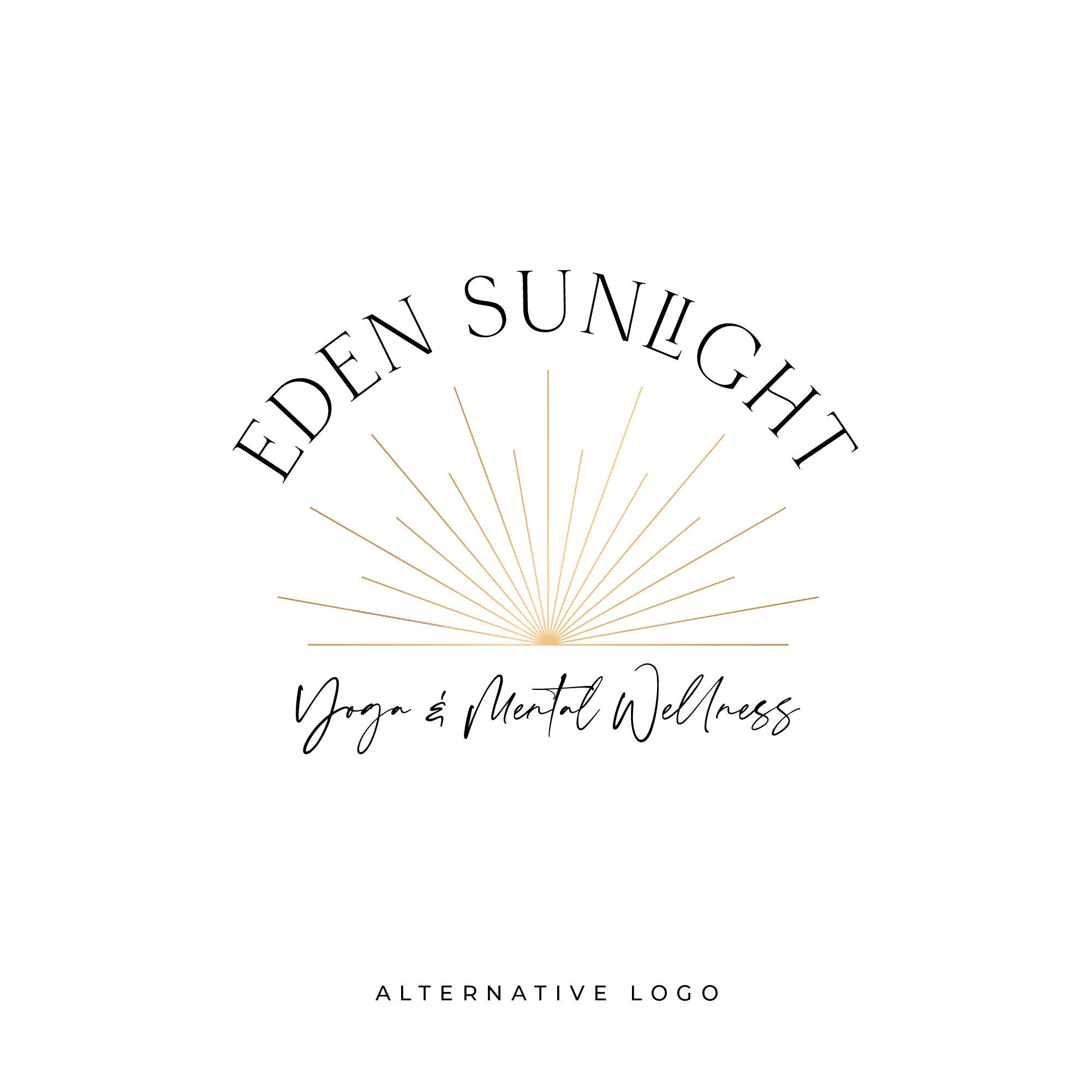 Sunburst Logo, Boho Logo, Gold Sunburst Logo, Minimalist Logo, Yoga