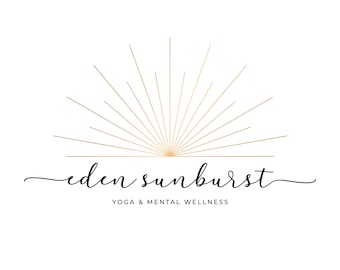 Gold Sunburst Logo Design: Boho Business Branding
