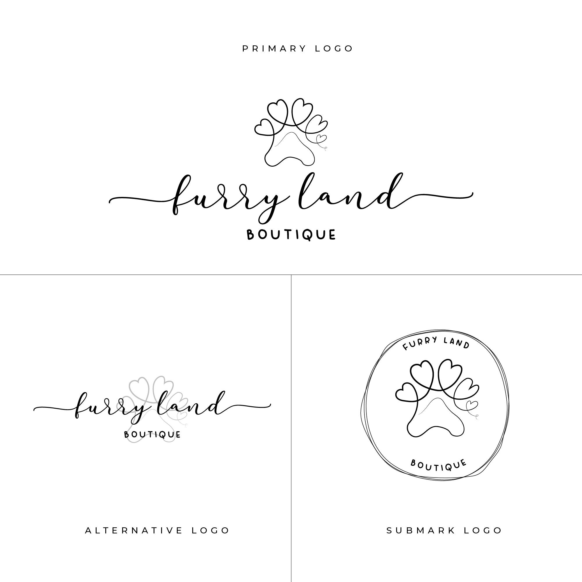 Pet Logo, Dog Logo Paws Logo, Dog Grooming Logo, Pet Salon Logo