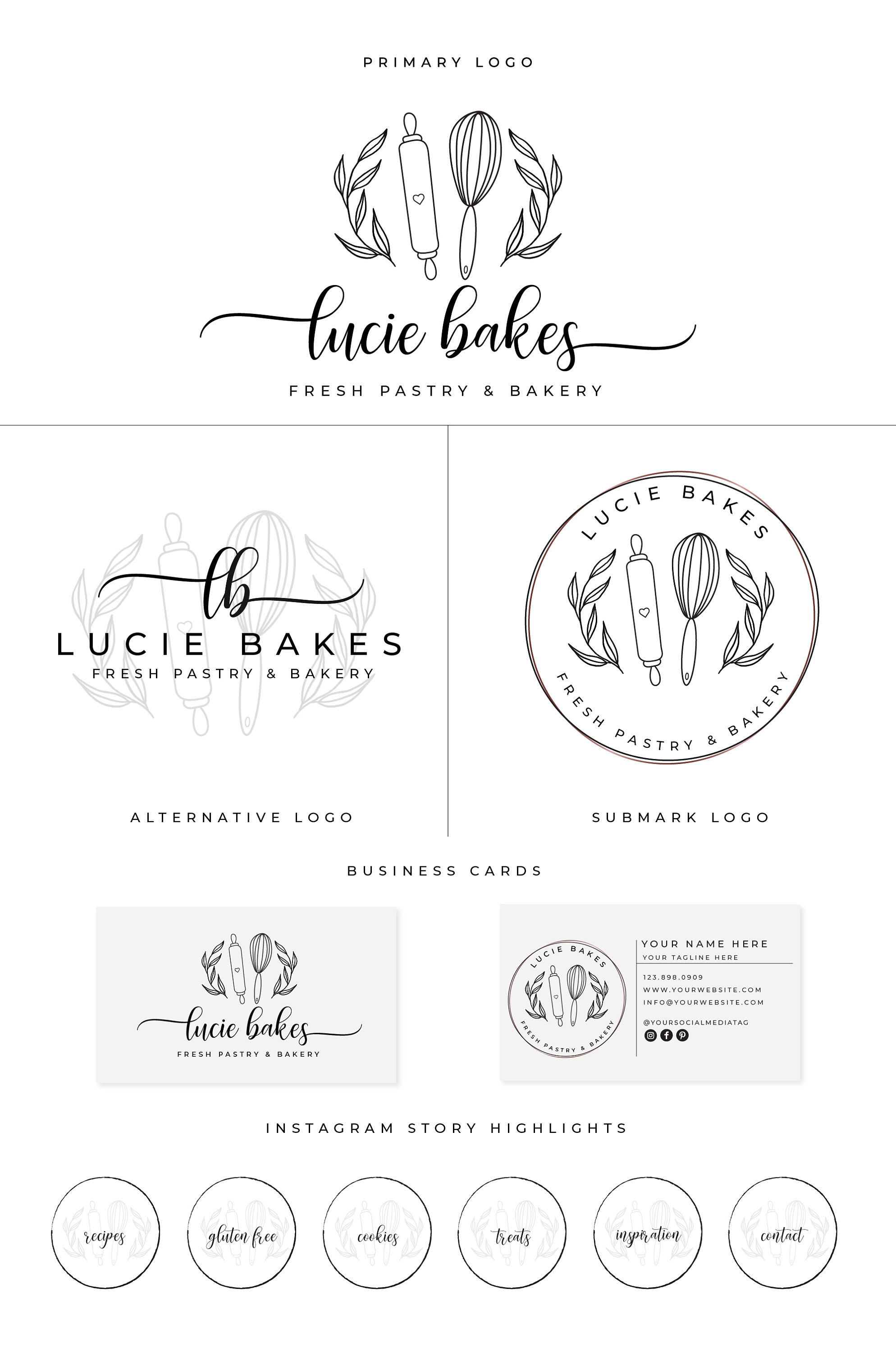 Bakery Logo, Premade Logo, Kitchen Logo, Baker Logo, Cake Logo, Baking