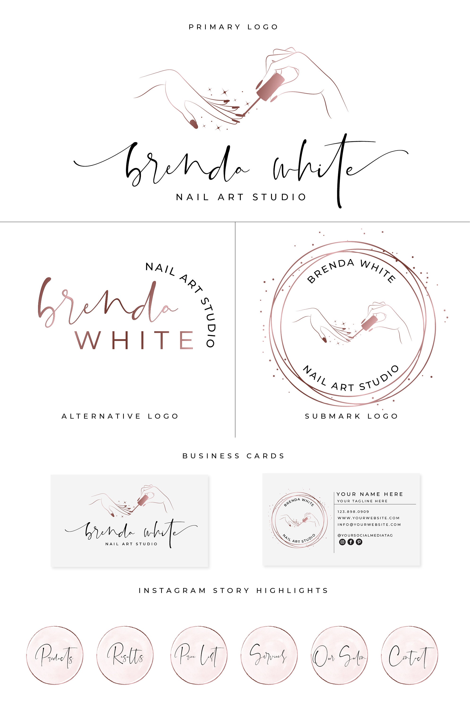 Nail Artist Logo, Nail Logo, Extension Logo, Salon Logo, Watermark Nail