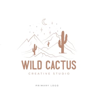 Kaktus Logo, Wüste Logo, Erdiges Logo, Blog Logo, Branding Kit, Branding Set, Abenteuer Logo, Berg Logo, Boho Logo, Branding Kit Logo
