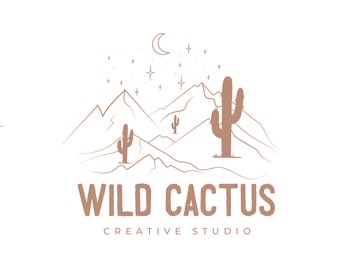 Cactus Logo, Desert Logo, Earthy Logo, Blog Logo, Branding Kit, Branding Set, Adventure Logo, Mountain Logo, Boho Logo, Branding Kit Logo