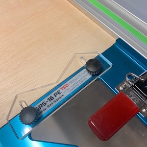 Support Lip for the GRS TSO (Guide Rail Square) for your Tracksaw/router guide - Crystal clear to check square alignment - w/knobs M6