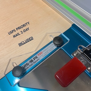 Support Lip for the GRS TSO (Guide Rail Square) for your Tracksaw/router guide - Crystal clear to check square alignment - w/knobs M6