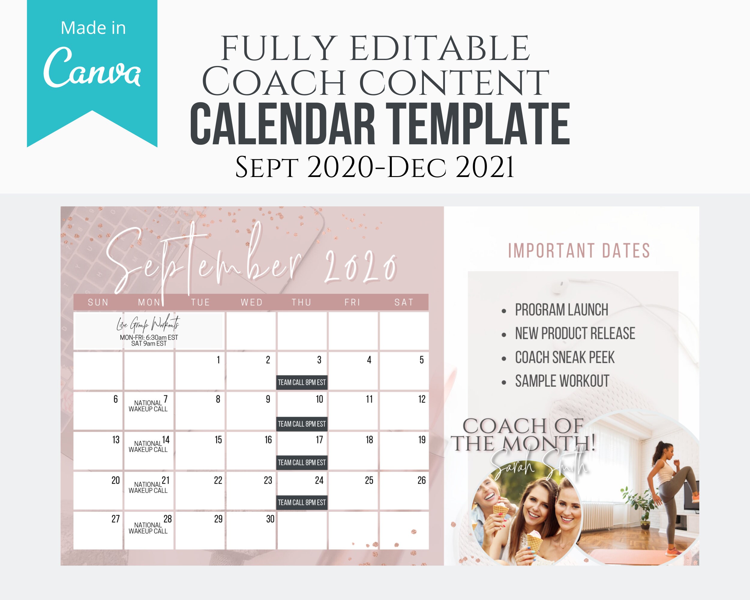 Coaching Calendar Template