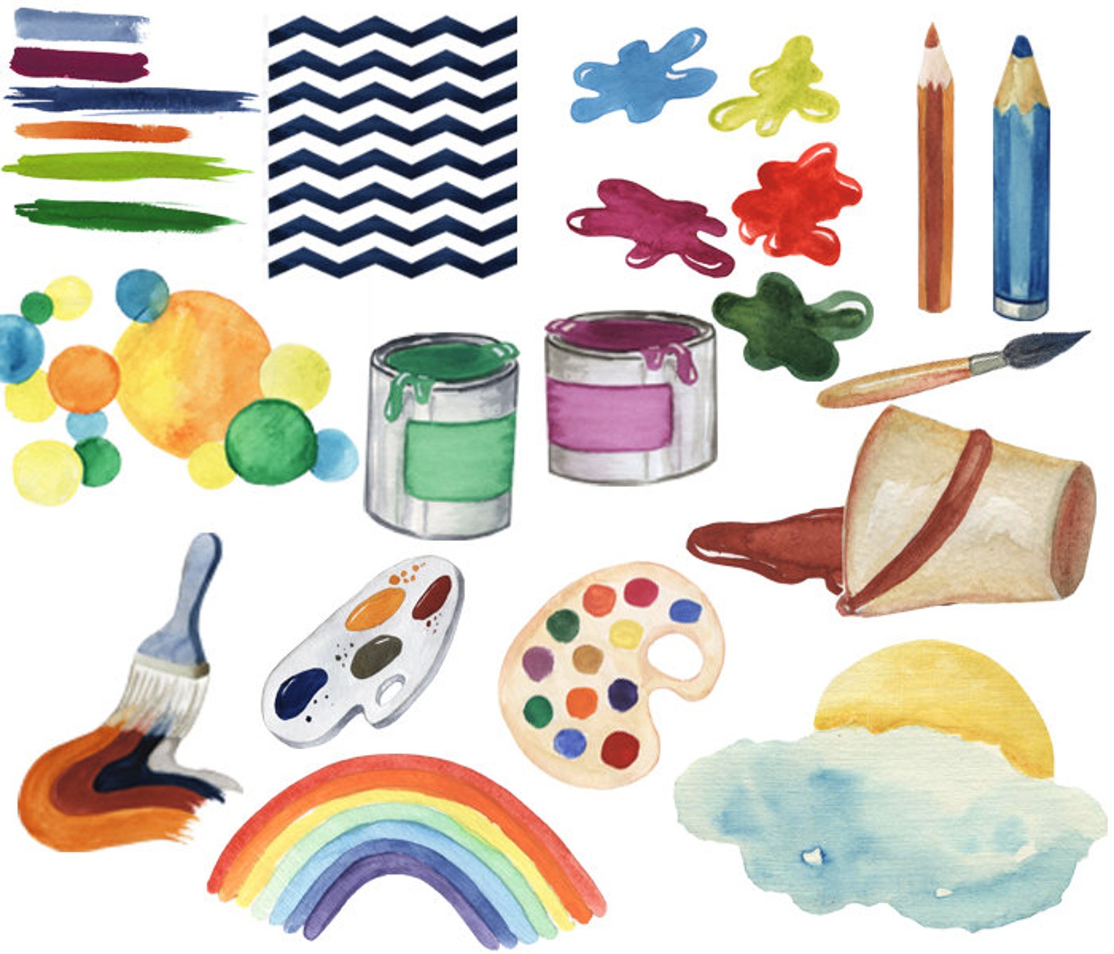 Watercolor Painting Clipart Etsy