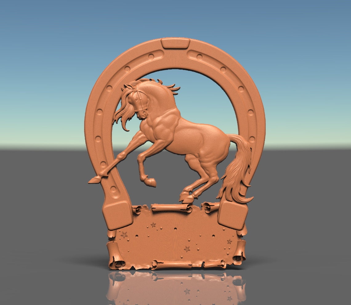 3D STL model Horse and horseshoe for CNC Etsy