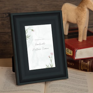 Charcoal Black Picture Frame, Minimalist Wall Gallery, Curve Black Tabletop Frame, Chic Black Home Décor Frame, 4x10, 6x6, 8x8, 8x12