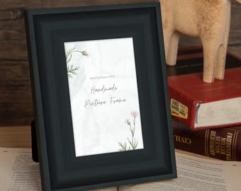 Charcoal Black Picture Frame, Minimalist Wall Gallery, Curve Black Tabletop Frame, Chic Black Home Décor Frame, 4x10, 6x6, 8x8, 8x12