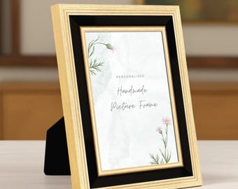 Handmade Rustic Picture Frame, Personalized Black & wooden Custom Frame, Table Top Photo Frame, Gift for Her, Framed Art Décor