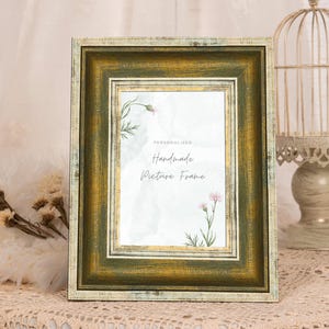 8x10 8x8 6x8 6x6 7x7 5x7 5x5 4x6 4x4 Green Bronze Simple Grain Vintage Handmade Wood Picture Frame for Wall and Desktop Display Glass Front