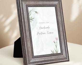 Personalized Silver Rustic Wooden Frame, Custom Table Top Photo Frame, Gift for Her, Handmade Picture Frame, Unique Home Décor